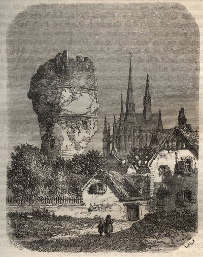 The Shoulder of Gallardon - feodale torn, med anor från 1100-talet - gravyr i "Histoire de France" av Victor Duruy (1811-1894) - 1882 av French School