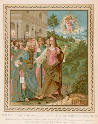 Tiburtis sibylla som tillkännager för Augustus Jesu Kristi ankomst (chromolitho) av French School