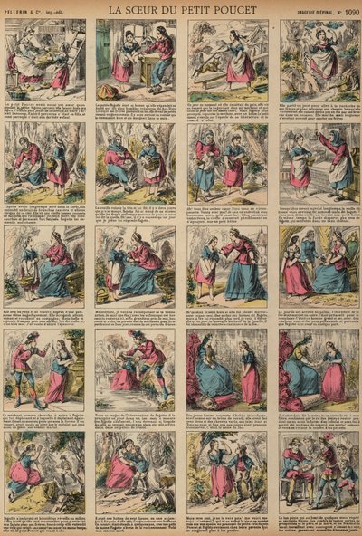 The sister of Little Tom Thumb (färgad gravyr) av French School