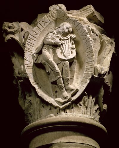 The Sounds of Music, spalthuvud från ambulatoriet i Cluny, c.1115 (huggen sten) av French School