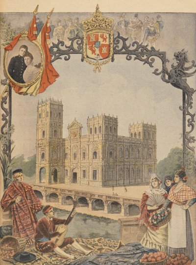 Den spanska paviljongen vid världsutställningen 1900, Paris, illustration från Le Petit Journal, 4 mars 1900 av French School