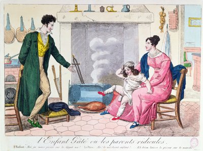 Det bortskämda barnet eller de löjliga föräldrarna, tidigt 1800-tal av French School