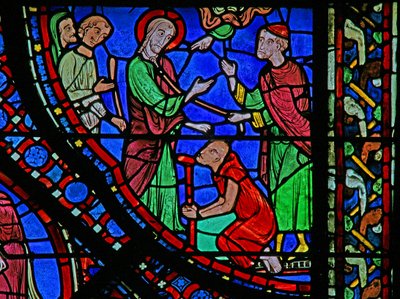 St James Window: helar en förlamad person (w5) av French School