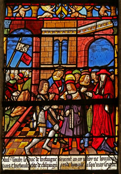 St Louis-fönstret: Hommage av greve Thibault IV till St Louis av French School