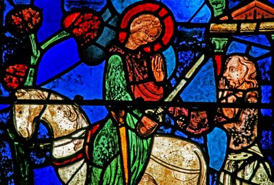 St Martin-fönstret: helgonet delar sin mantel (w20) av French School