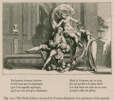 The Stock-Jobber, upphöjd av Fortune (fragment av en karikatyr av perioden) av French School