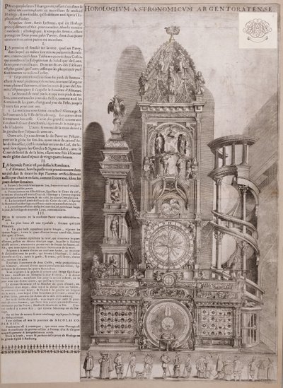 Strasbourgs katedralklocka (gravyr på papper) av French School