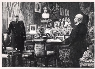 Studien av Kaiser Wilhelm I (1797-1888), kung av Preussen och kejsare av Tyskland av French School