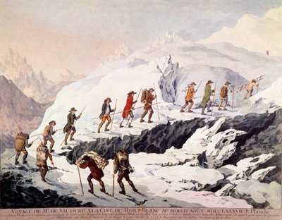 Den schweiziske naturforskaren Horace Benedict (Horace-Benedict) av Saussure (1740-1799) och den franske bergsguiden Jacques Balmat gjorde den andra bestigningen av Mont Blanc i augusti 1787. av French School