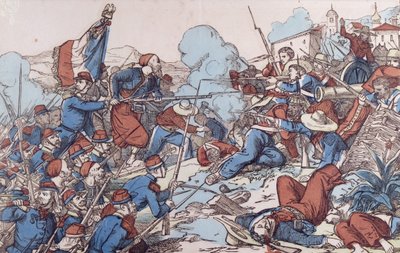 Fransmännens intagande av Puebla, Mexiko, 1863 av French School