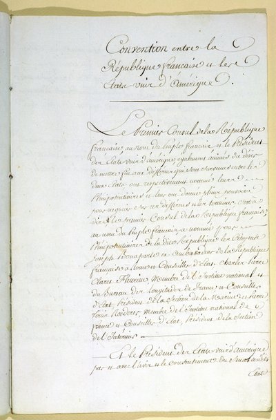Mortefontainefördraget den 30 september 1800 av French School