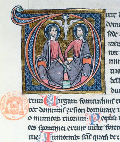 Treenigheten, upplyst initial från en latinsk bibel av French School