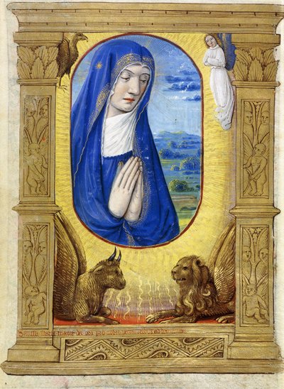 The Virgin Praying, c.1500 (färg och bläck på veläng) av French School