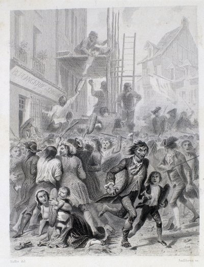 Mjölkriget: upplopp framför ett bageri i maj 1775 (första frukterna av den franska revolutionen) av French School