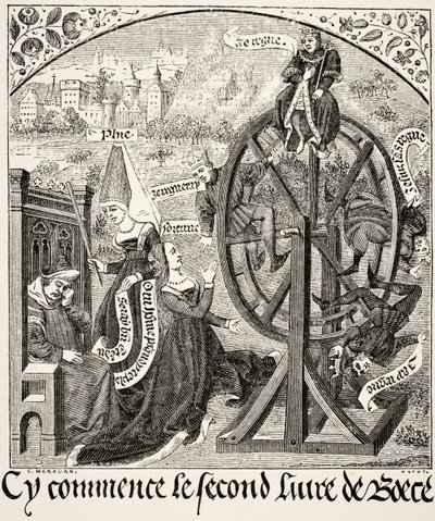 The Wheel of Fortune, från Science and Literature in the Middle Ages av Paul Lacroix (1806-84) publicerad London 1878 av French School