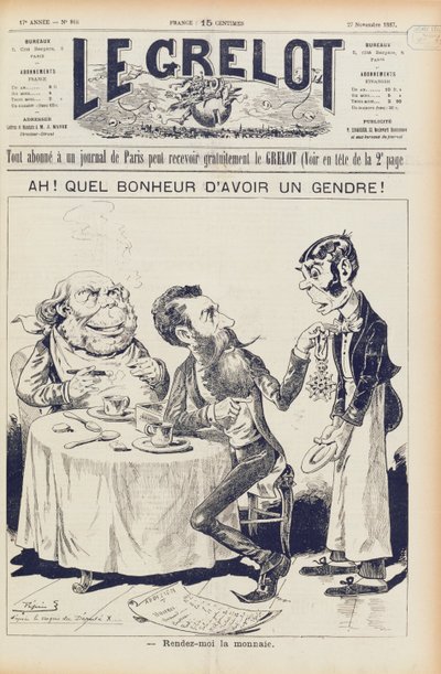 The Wilson Affair, framsidan av Le Grelot, 27 november 1887 av French School