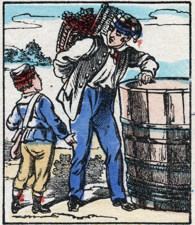 Vinmakaren. Gravyr i "" La chanson des metier"". Epinal avbildning, sent 1800-tal. Privat samling av French School