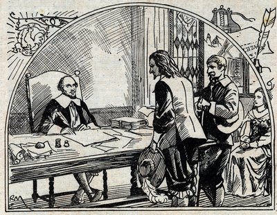 Adresskontoret för Theophraste Renaudot (1586-1653), fransk läkare och journalist, grundare av Gazette de France. Anonym gravyr från 1930. av French School