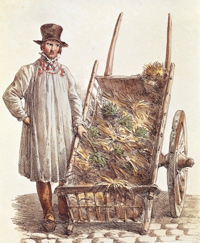 Kronärtskockans säljare, tryck, Frankrike av French School