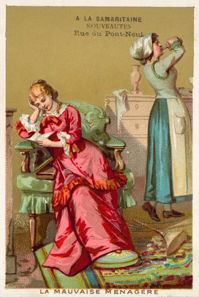 Den dåliga hushållerskan (chromolitho) av French School