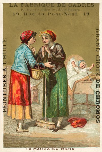 Den dåliga mamman (chromolitho) av French School