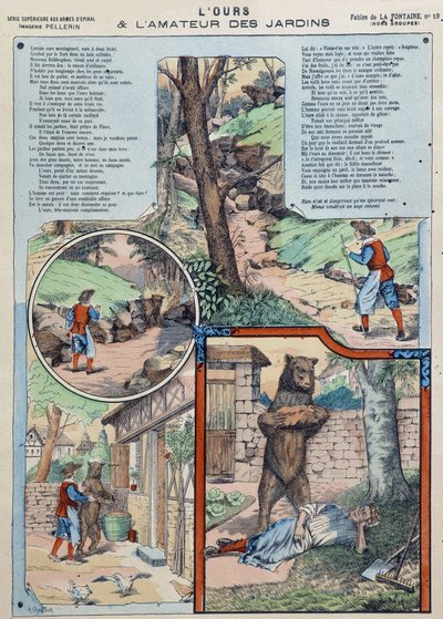 Björnen och trädgårdsälskaren - Fables de La Fontaine i bilder av Epinal av French School