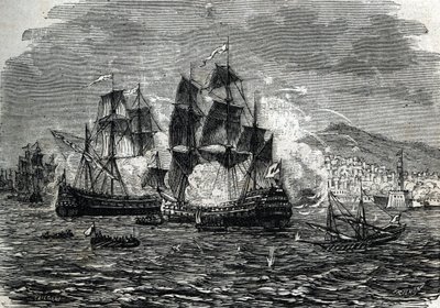 Bombardementet av Alger i augusti 1682 av Abraham Duquesne - (gravyr) 1864 av French School