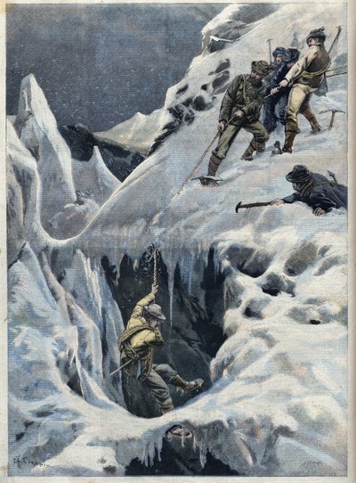 Katastrofen på Mont Blanc (Mont Blanc): resenärers och deras guiders död under deras expedition, i "Le Petit Parisien" av French School