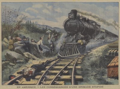 Konsekvenserna av en dum mobbning i Amerika (färg litho) av French School