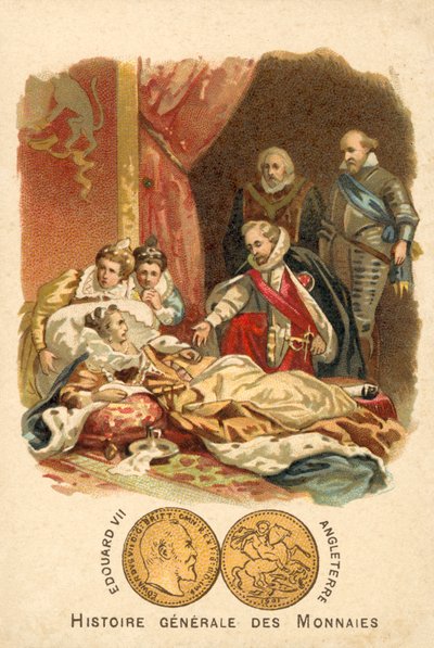 Elizabeth I av Englands död 1603 av French School