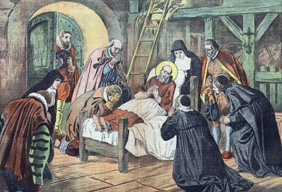 Den helige Francois de Sales död den 18 december 1622 i Lyon omgavs av fideles. "Le pelerin" från 31/12/1922 (tryck) av French School