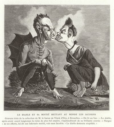 Djävulen och hans fru föder jakobinerna, franska revolutionen av French School