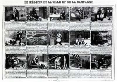 Läkaren i staden och på landsbygden och deras olika patienter, publicerad av J.B. Gadolachez Cours de Brosses i Lyon, sent 19:e. ¿ av French School