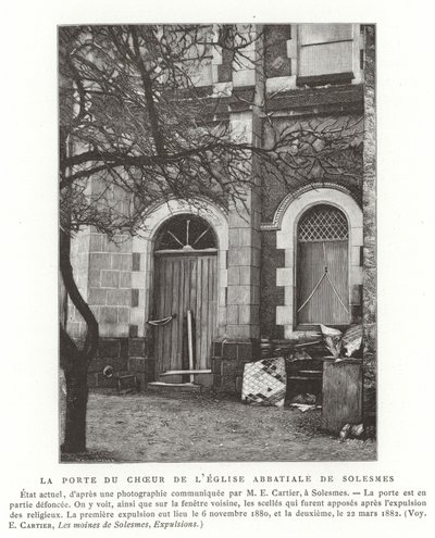 Dörren till kören i klosterkyrkan i Solesmes, Frankrike av French School