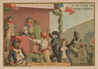 Inskrivningen av frivilliga i armén, franska revolutionen, 22 juli 1792 av French School