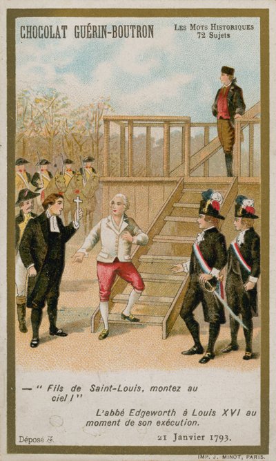 Avrättningen av kung Ludvig XVI av Frankrike, 21 januari 1793. (chromolitho) av French School