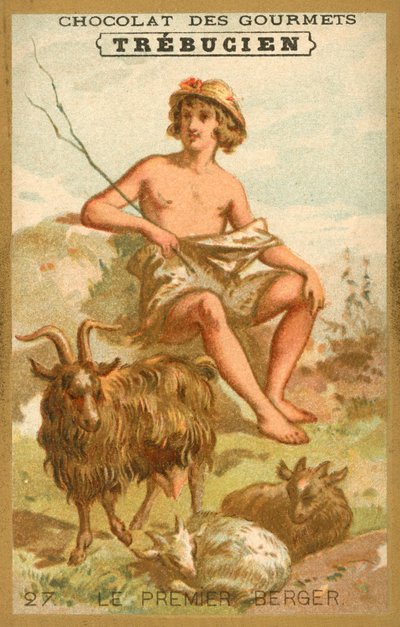 Den första herden (chromolitho) av French School