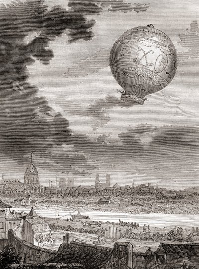 Den första obundna ballongflygningen, av Jean-François Pilâtre de Rozier och markisen d