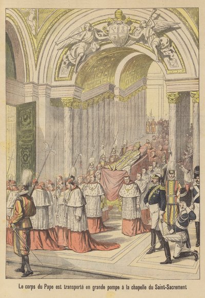 Begravningen av påven Leo XIII (färglitografi) av French School
