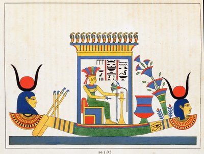Gudinnan Anuket, illustration från Pantheon egyptien: samling mytologiska karaktärer från det antika Egypten av Jean-Francois Champollion, publicerad ca 1986 av French School
