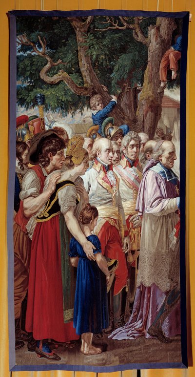 Överlämnandet av Wiens nycklar till Napoleon I (1769-1821) Kejsaren återvände till den österrikiska huvudstadens desertee av Francois II av Habsburg den 14/11/1805. Gobeläng tillverkad av Gobelins verkstad. 1815. Sön 3,35x1,72 m Malmaison, musee du chateau av French School