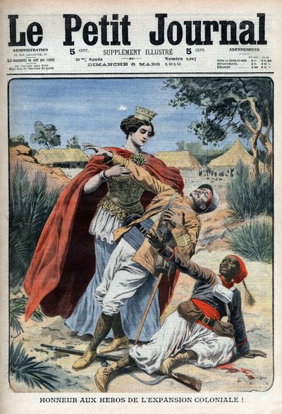 Kolonialismens hjältar (i Nordafrika) är hedrade allegoriska gravyr "Le Petit Journal", 6 mars 1910 (gravyr) av French School