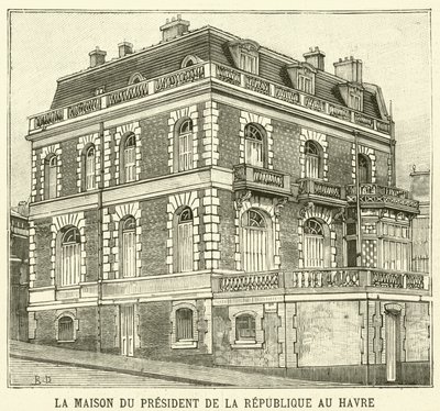 Frankrikes presidents hus i Le Havre (gravyr) av French School