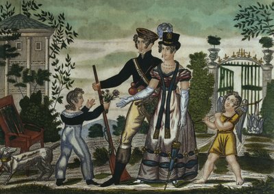 Jägarna återvänder, skylt 4, tidigt 1800-tal (färgstick) av French School