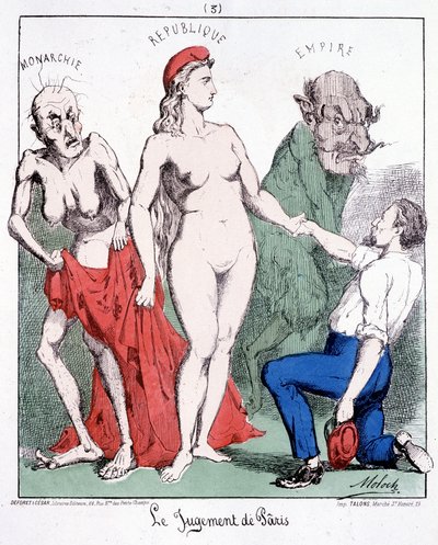 Pâris dom: Monarki - Republik - Imperium (en kommunard väljer republiken). Tecknad film om kommunen. av French School