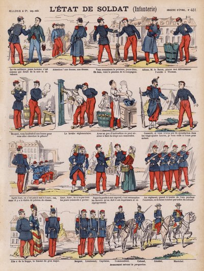 En fransk infanterisoldats liv (färg litho) av French School