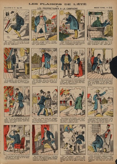 Sommarens nöjen (färgad gravyr) av French School
