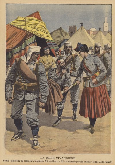 Den vackra vivandiere (färg litho) av French School