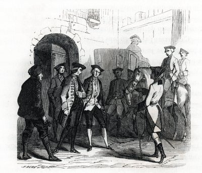 Fångarna i Vincennes överfördes till fängelset i Bastille 1784 - (gravyr) 1846 av French School