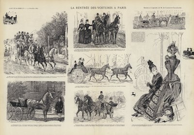 Vagnars återkomst till Paris (litho) av French School